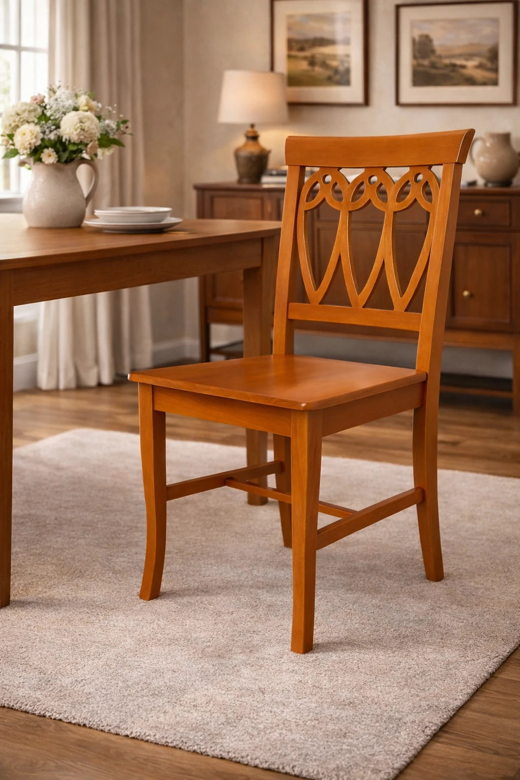 Sedia Goccia in legno massello di faggio, design classico ed elegante Made in Italy