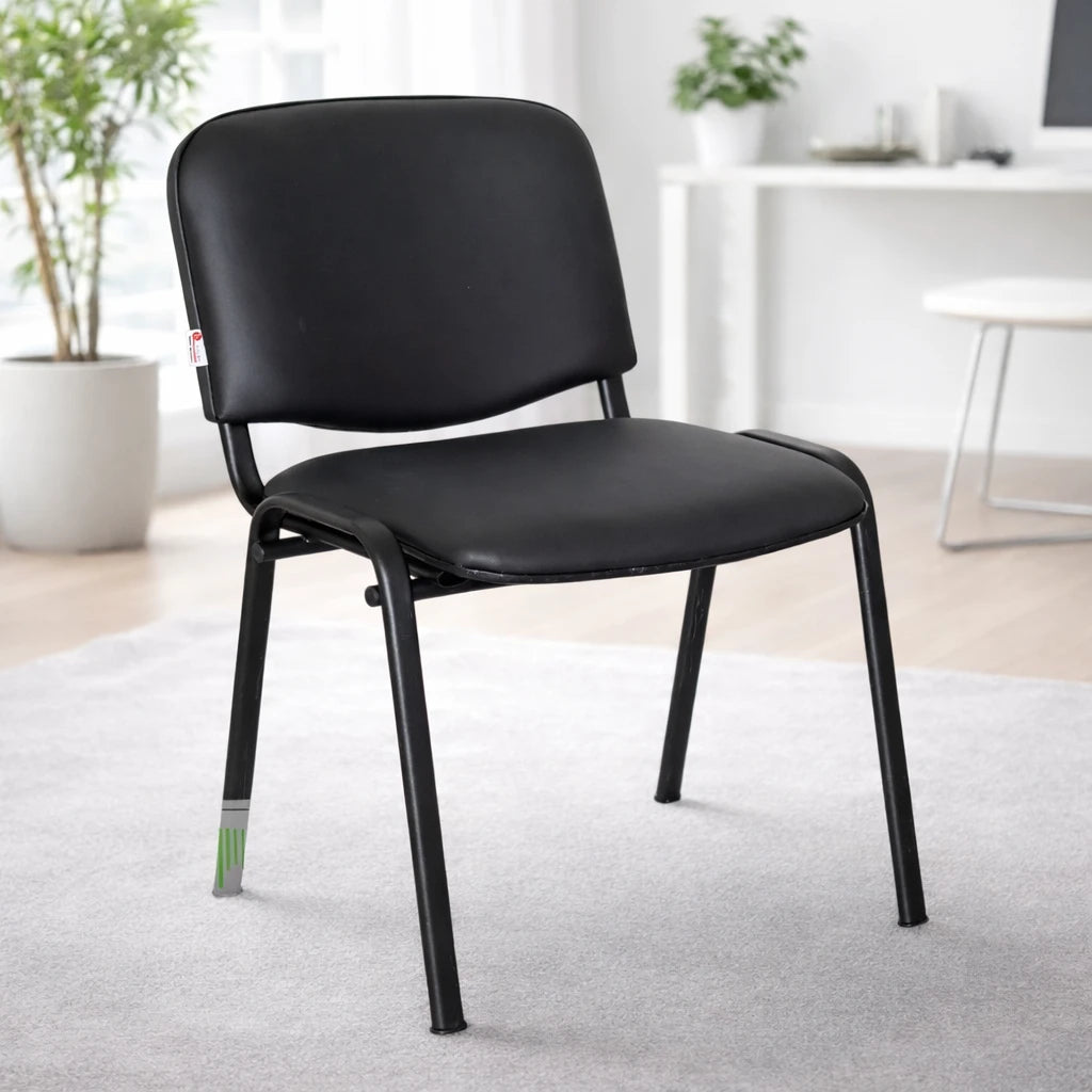 Sedia Venere in ecopelle imbottita con gambe in metallo, perfetta per ufficio e casa