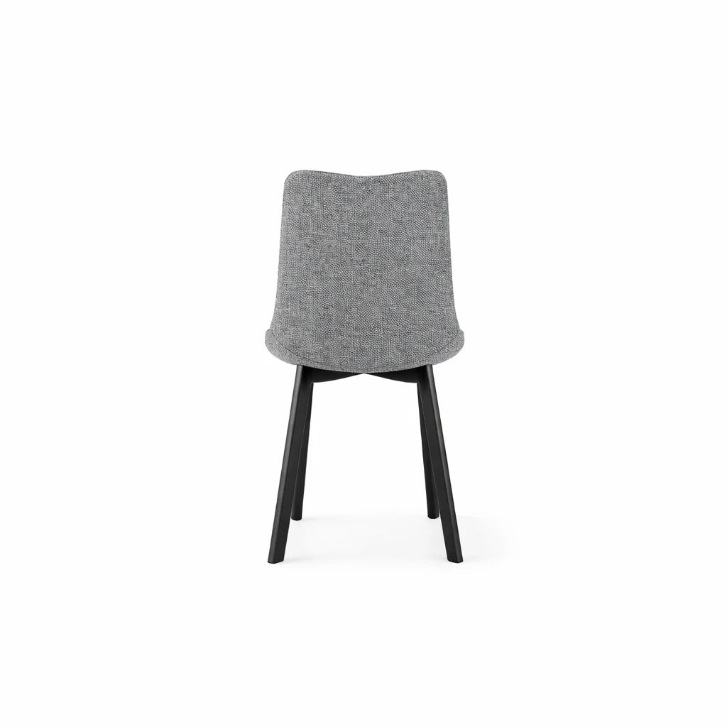 Sedia Iris con seduta acquamarina in tessuto easy-clean e struttura in metallo nero