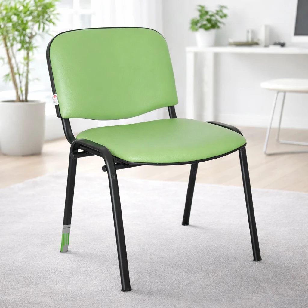 Sedia Venere in ecopelle imbottita con gambe in metallo, perfetta per ufficio e casa
