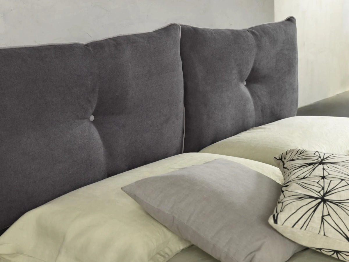 Milan Double Bed with Faux Leather Storage - Headboard with Removable Cushions and Modern Design