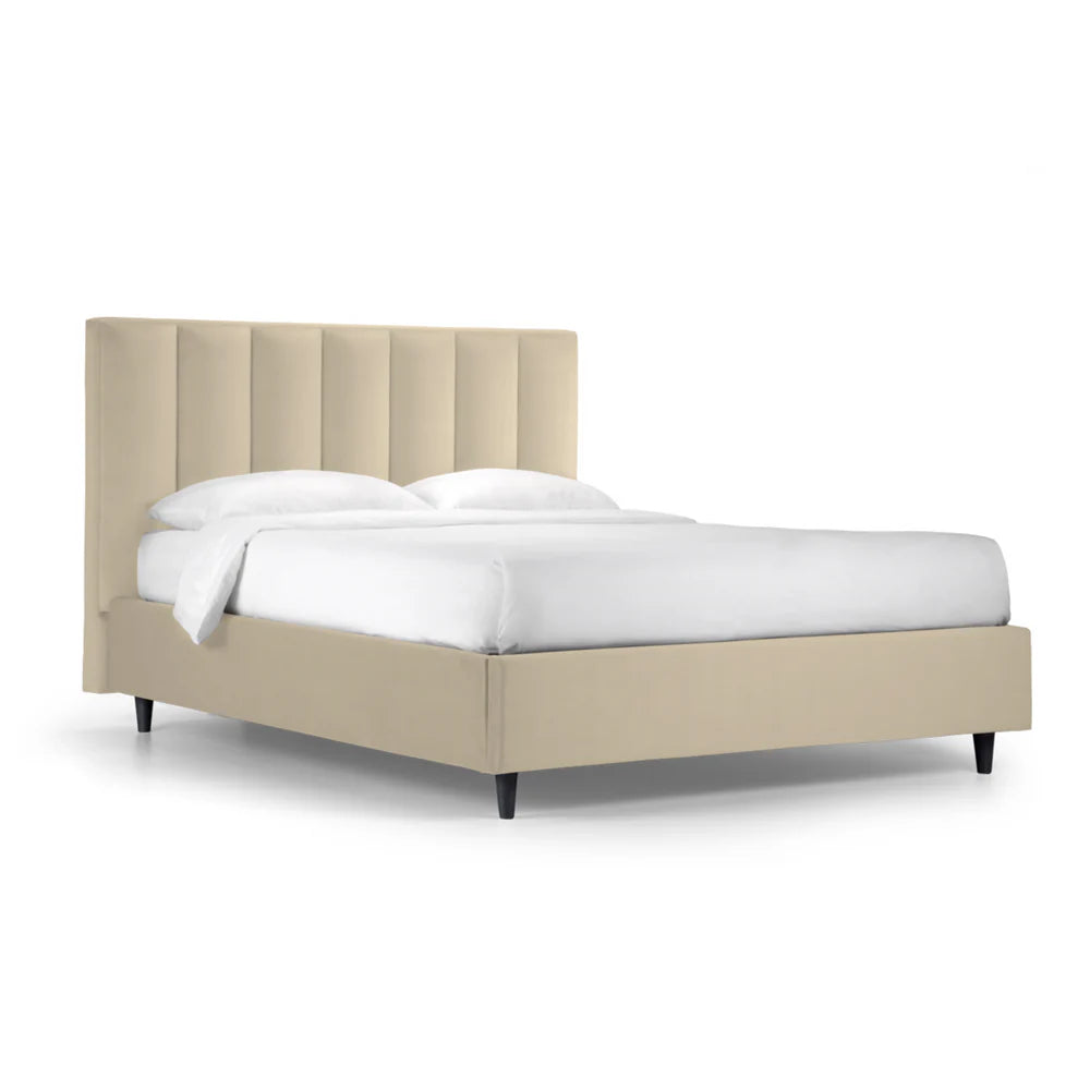 Paris Padded Bed with Storage Box and Banded Headboard - Made in Italy