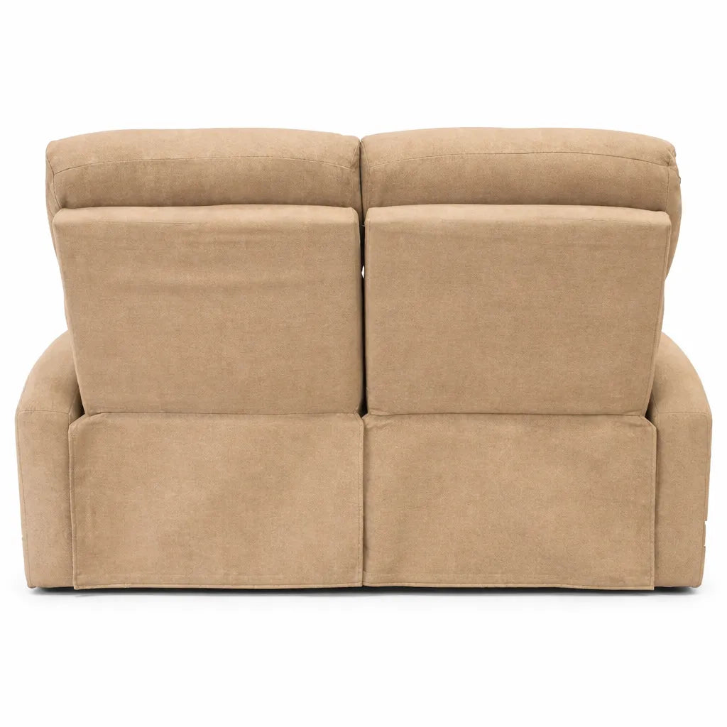 Divano elettrico Cindy 2 posti recliner in tessuto con poggiapiedi e schienale reclinabile colore grigio o tortora.