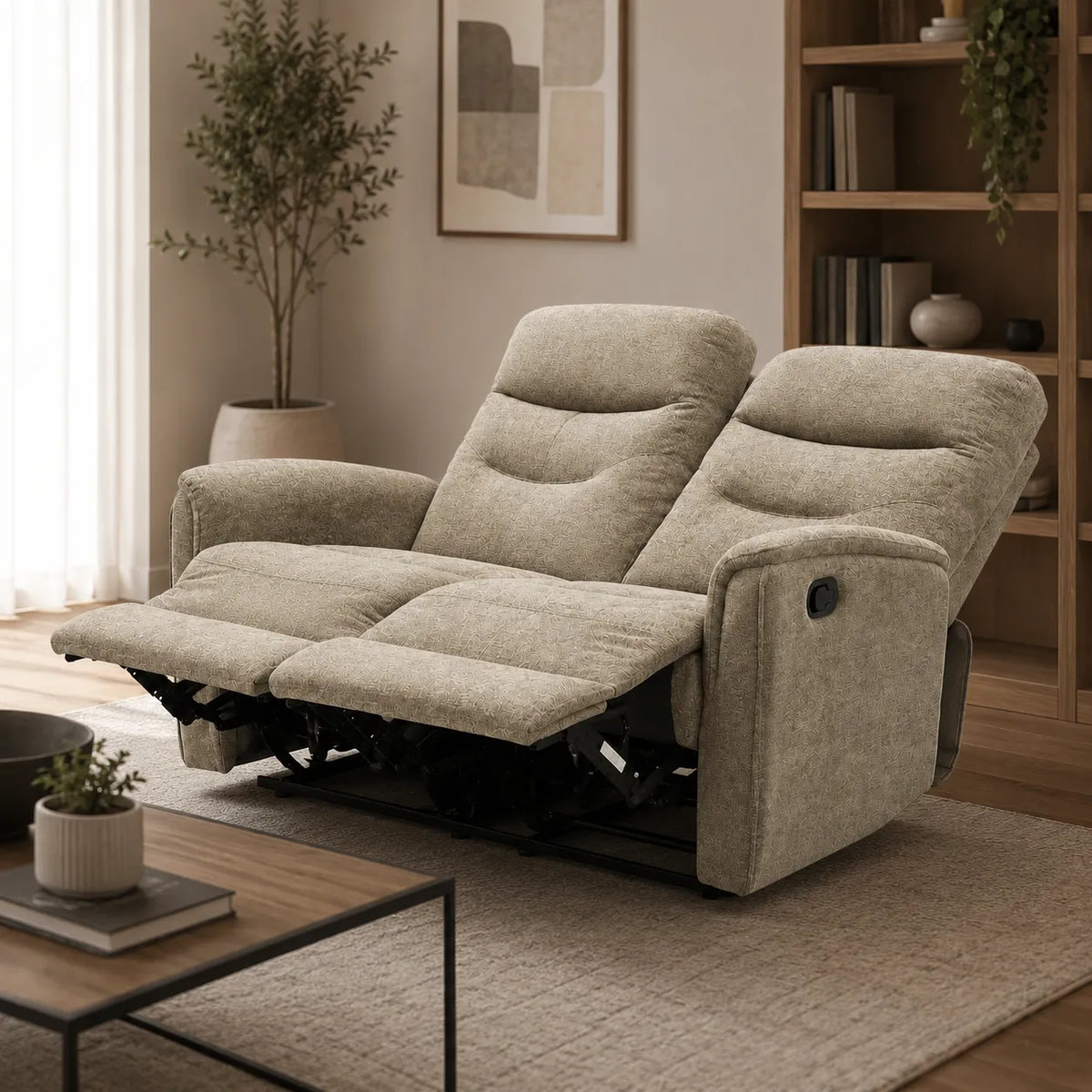Divano Thiago relax 2 posti tortora o grigio con doppio recliner manuale