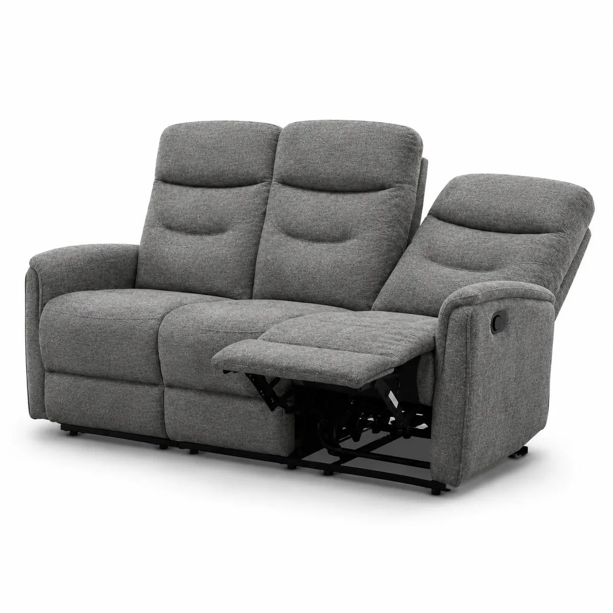 Divano Thiago relax 3 posti tortora o grigio con doppio recliner manuale