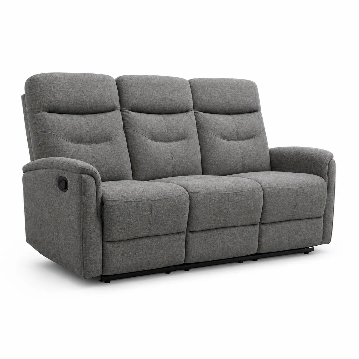 Divano Thiago relax 3 posti tortora o grigio con doppio recliner manuale