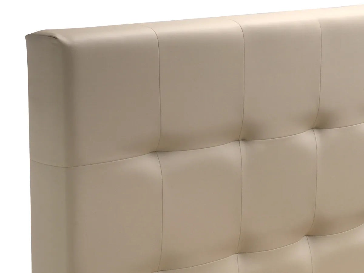 Letto New York imbottito con contenitore salvaspazio, testata trapuntata e piedini alti. Rete a doghe, materiali resistenti e design moderno.