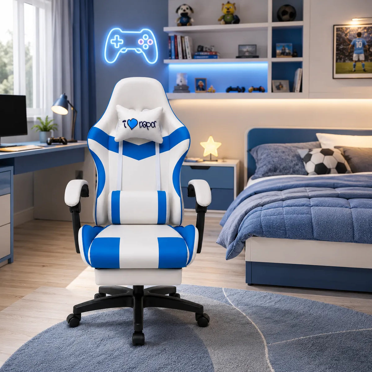 Poltrona Gaming Napoli ergonomica reclinabile con poggiapiedi estraibile