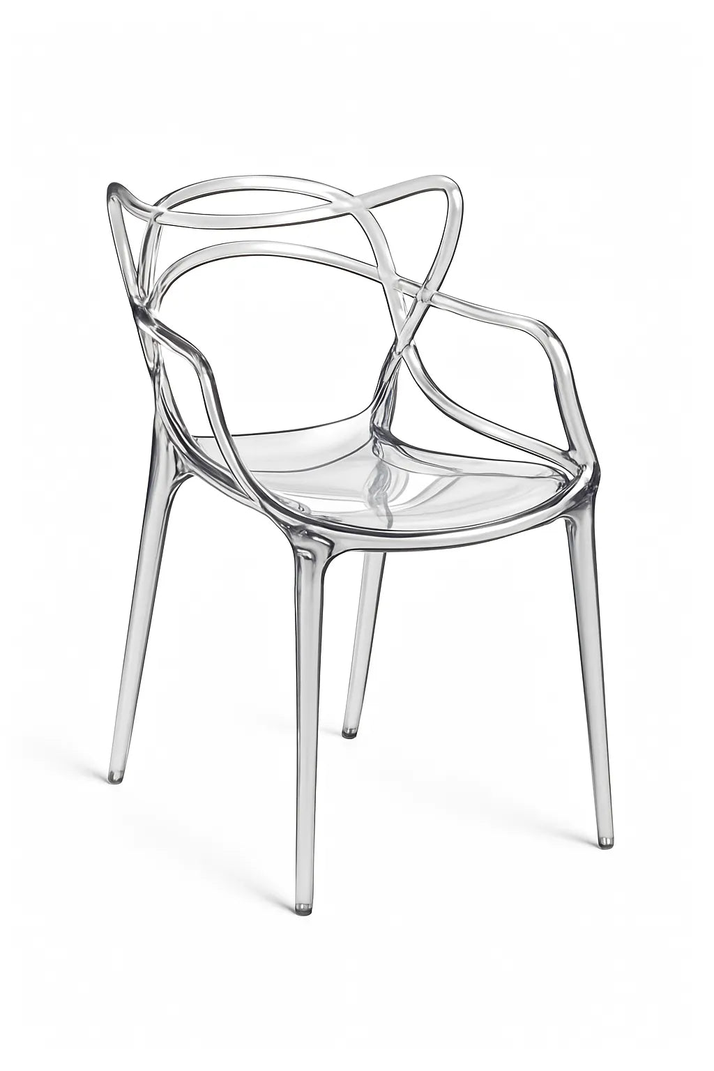 Sedia Curve in polipropilene nero lucido con design moderno e linee intrecciate