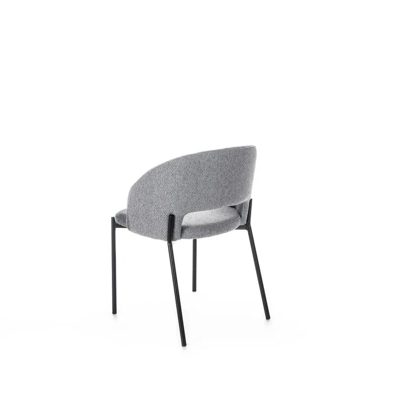 Sedia Greta imbottita in tessuto con gambe in metallo verniciato, disponibile in giallo, grigio e arancione