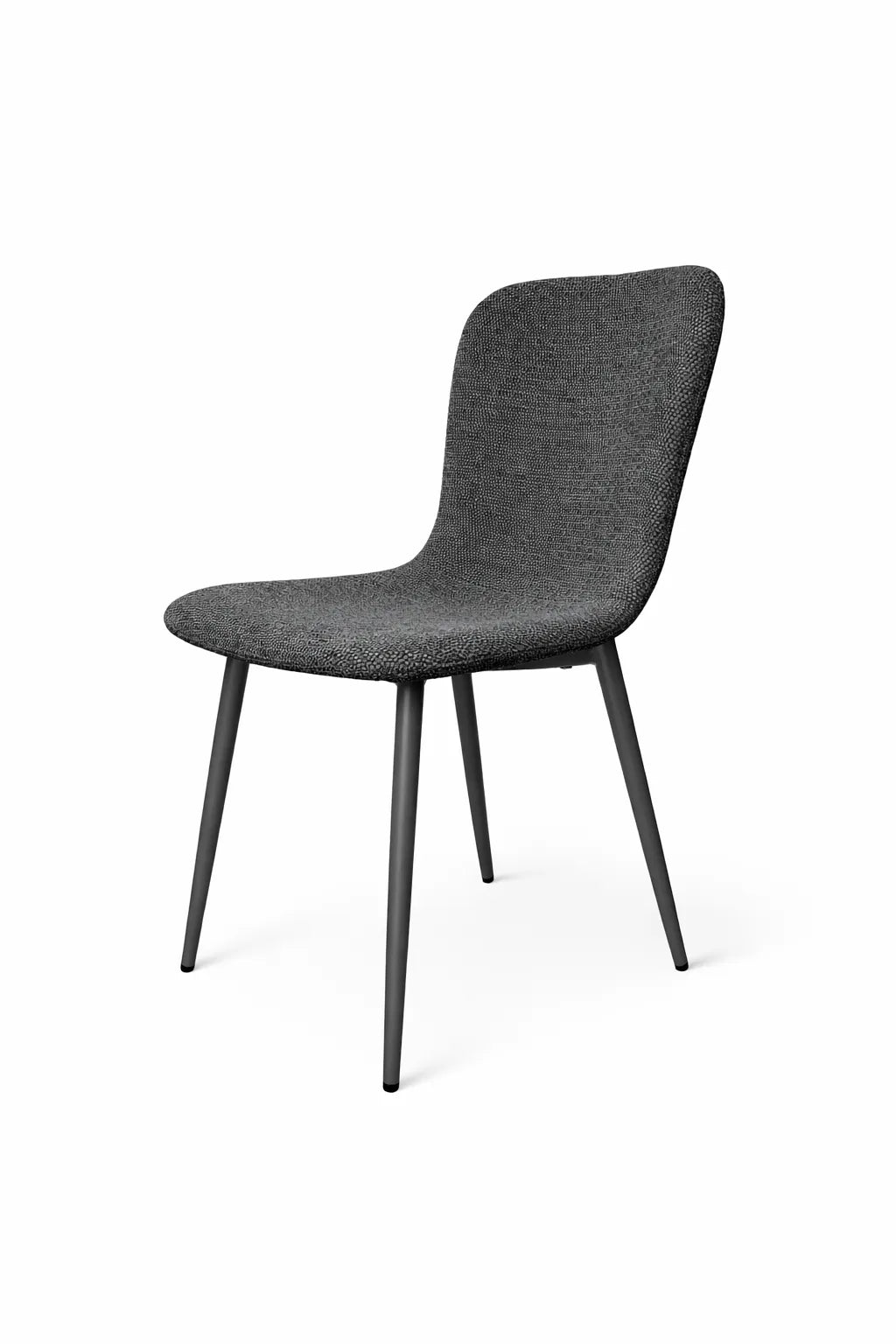 Sedia Ida in tessuto tortora o grigio con gambe in metallo verniciato design moderno