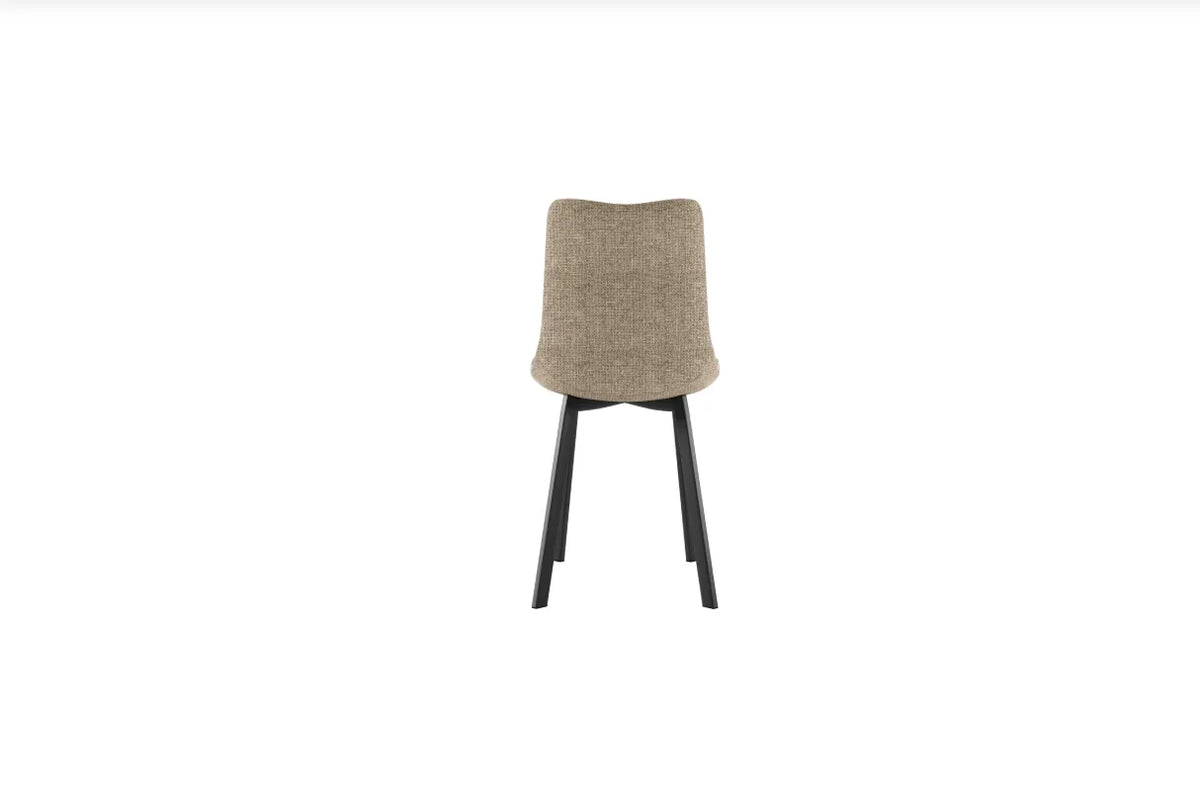 Sedia Iris con rivestimento beige easy-clean e struttura in metallo nero