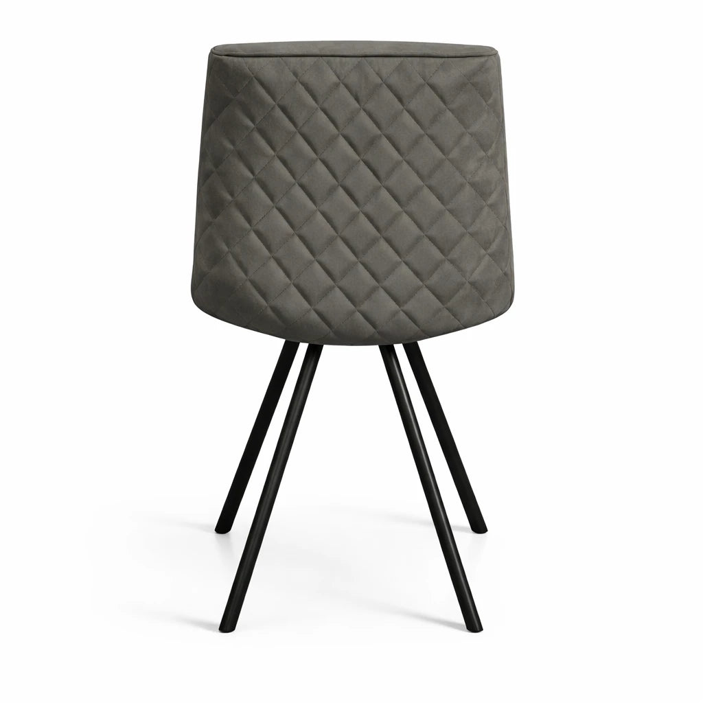 Set 2 sedie Nerissa imbottite grigio o senape con gambe nere design moderno per sala da pranzo e soggiorno