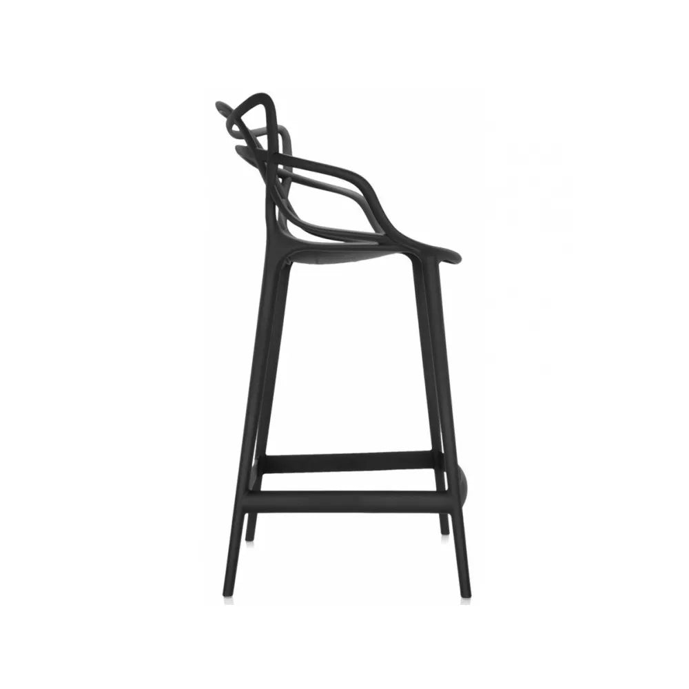 Sgabello 133 moderno in polipropilene beige con schienale ergonomico, perfetto per banconi cucina e bar