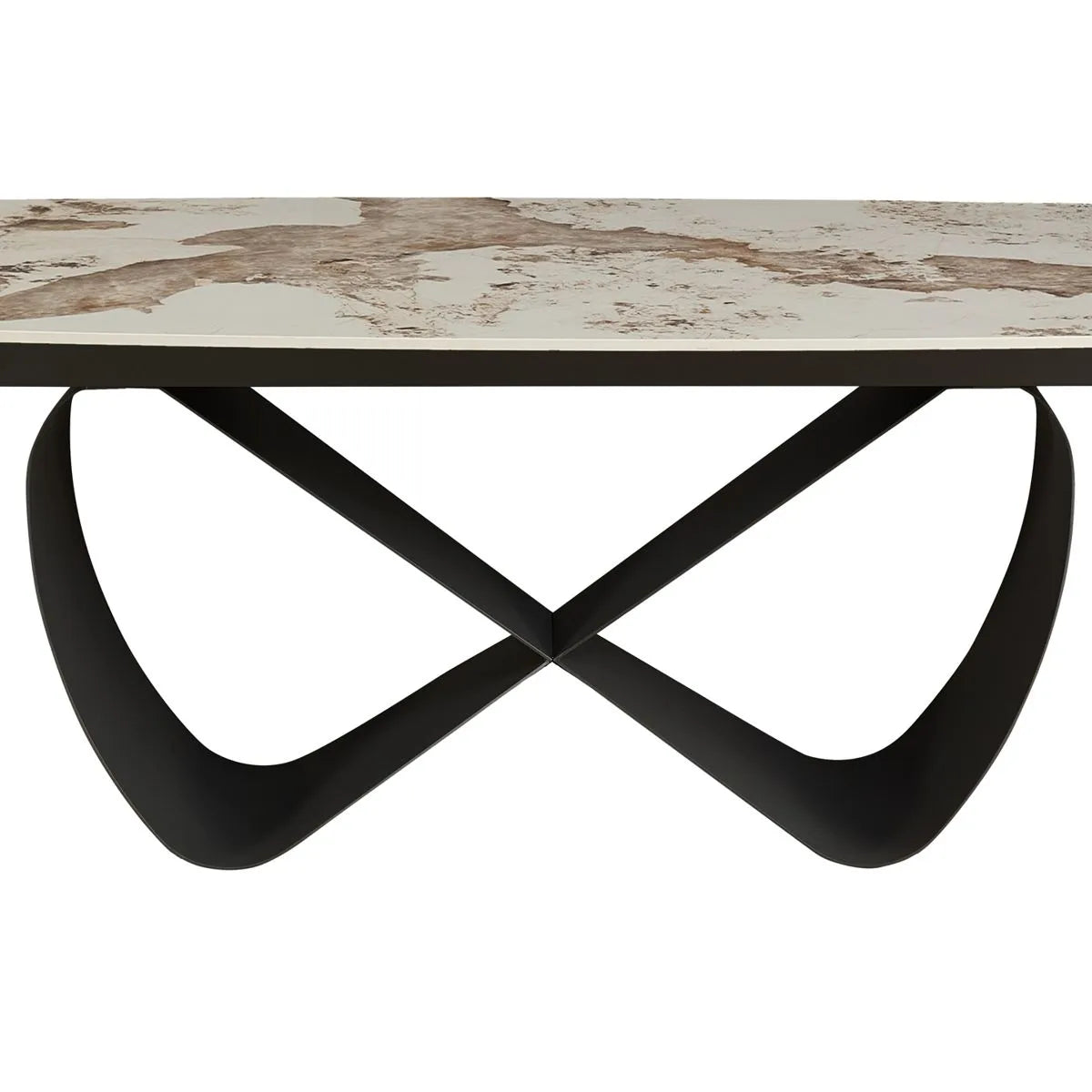 Tavolo allungabile Sirio con piano in ceramica effetto marmo Onice lucido e basamento Grigio opaco
