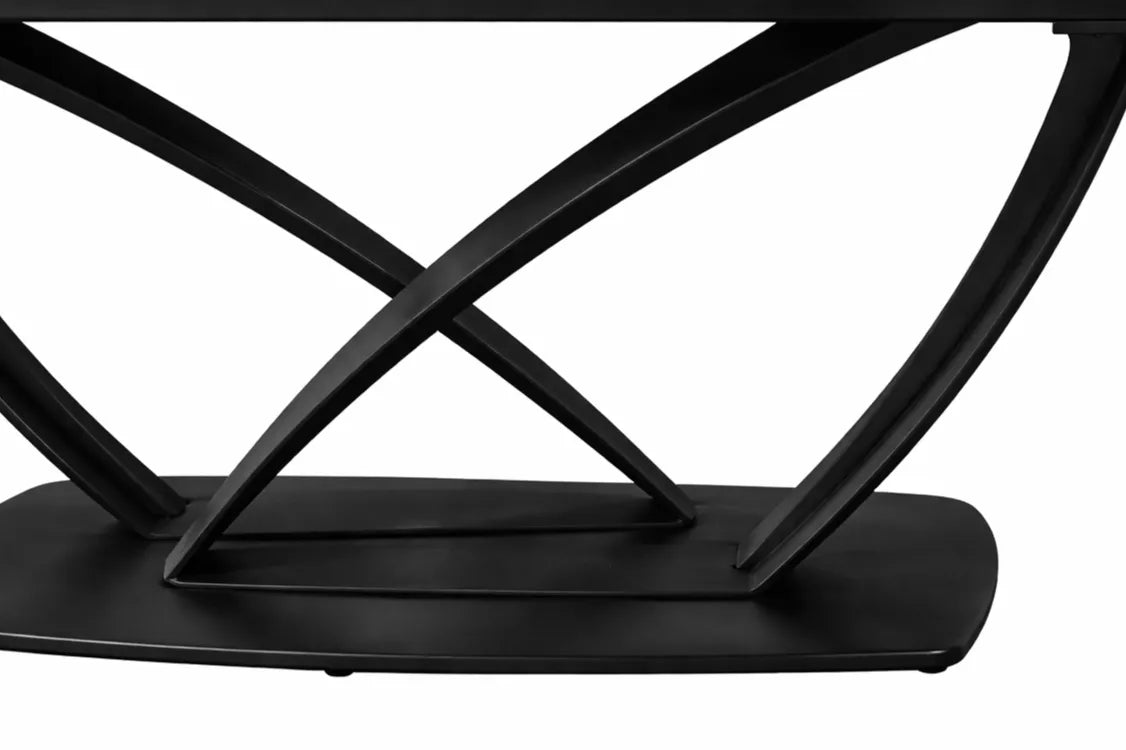 Tavolo Angel 160 cm allungabile a 240 cm, con piano in ceramica effetto marmo nero creta a e struttura nero.