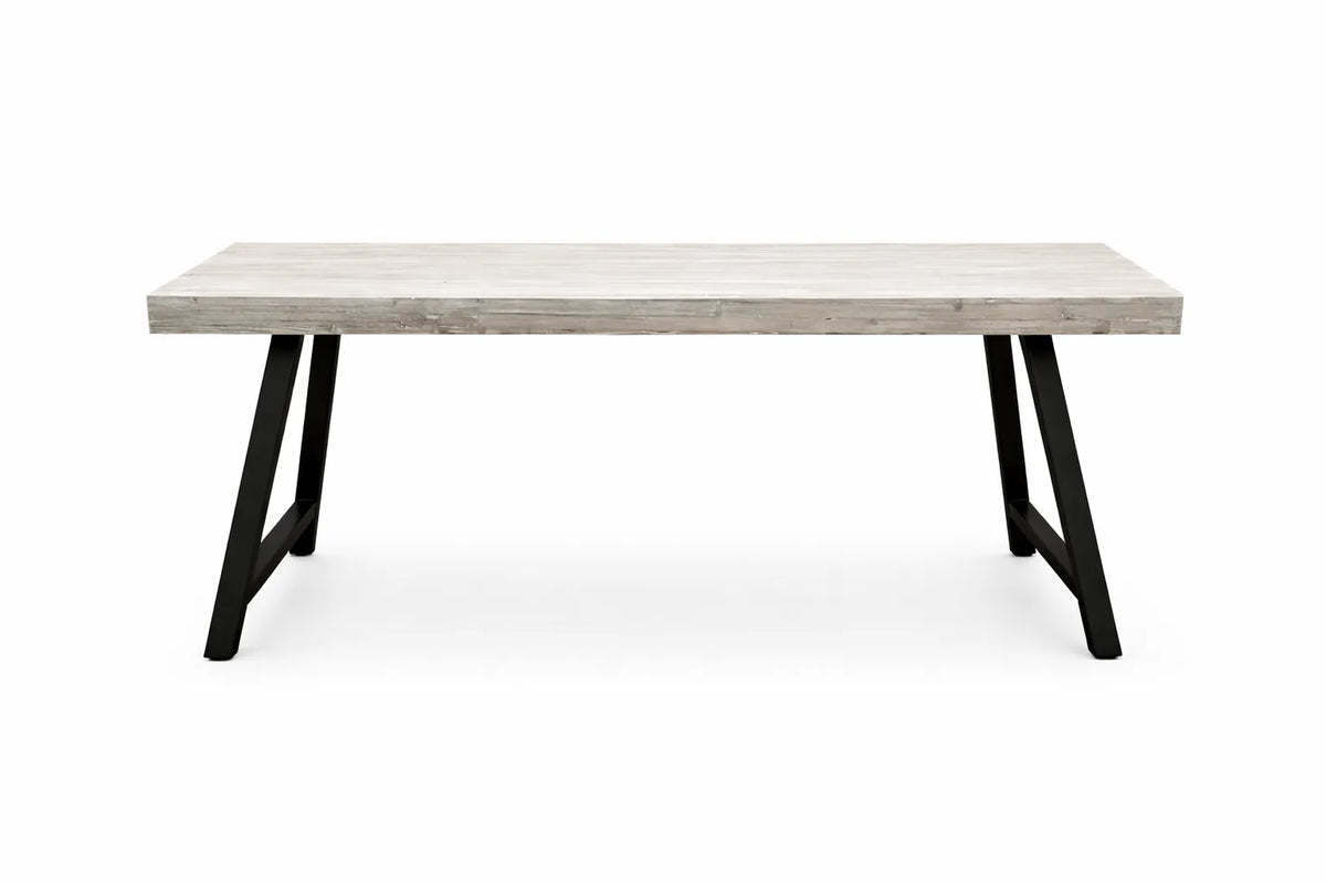 Tavolo Arbusto 180x90 in legno massello spessore 8 cm con gambe in metallo nero disponibile rovere chiaro o noce