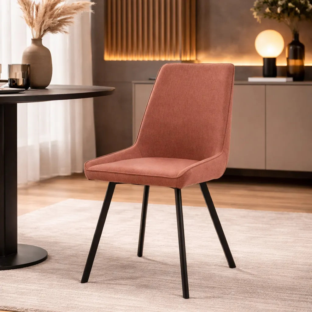 Sedia Fox Stones con seduta in microfibra e struttura in metallo nera