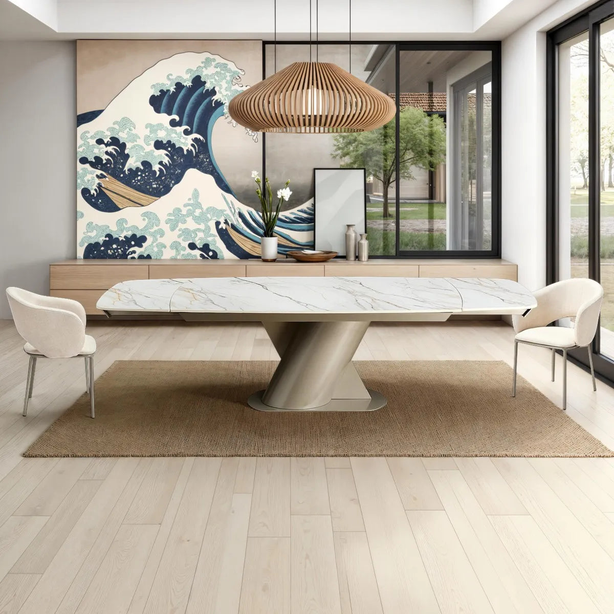 Tavolo Allungabile Vega in Ceramica Onice e Platino 200/300 cm – 8/12 posti