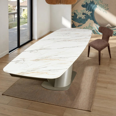 Tavolo Allungabile Vega in Ceramica Onice e Platino 200/300 cm – 8/12 posti