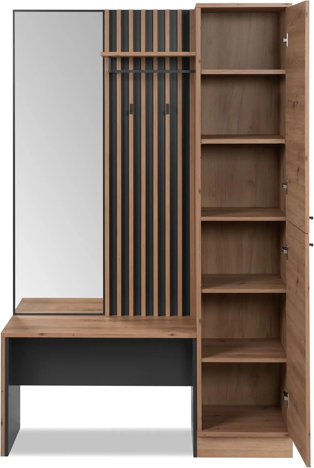 Artisan Oak and Anthracite Entryway Furniture – Compact, Modern, and Sturdy