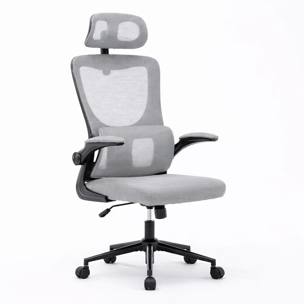 Sedia ufficio ergonomica ErgoPro nera con poggiatesta e schienale in rete traspirante