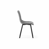 Sedia Iris con seduta acquamarina in tessuto easy-clean e struttura in metallo nero