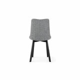 Sedia Iris con seduta acquamarina in tessuto easy-clean e struttura in metallo nero