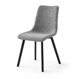 Sedia Iris con seduta acquamarina in tessuto easy-clean e struttura in metallo nero