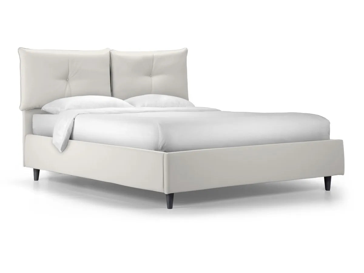 Milan Double Bed with Faux Leather Storage - Headboard with Removable Cushions and Modern Design