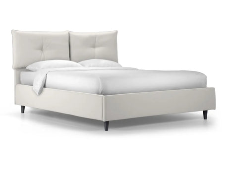 Letto Matrimoniale Milano con Contenitore in Ecopelle – Testata con Cuscini Removibili e Design Moderno