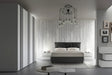 Camera da letto moderna Ancona in finitura cemento bianco e grigio con letto contenitore