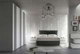 Camera da letto moderna Ancona in finitura cemento bianco e grigio con letto contenitore