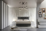 Camera da letto moderna Ancona in finitura cemento bianco e grigio con letto contenitore