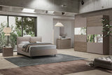 Camera da letto moderna Bari, letto con o senza contenitore, armadio scorrevole, comò e comodini, bronzo e mercure