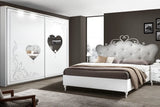 Camera da Letto Dublino Bianca con o senza contenitore, finitura bianco frassinato con serigrafia argento – Europa Mobili