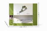 Cameretta Begonia a ponte disponibile in rosso, verde o blu con doppio letto e cabina opzionale da 90 cm – Europa Mobili