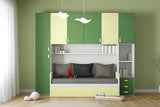 Geranium Bridge Wardrobe in Apple Green and Sage – Modern Design Made in Italy