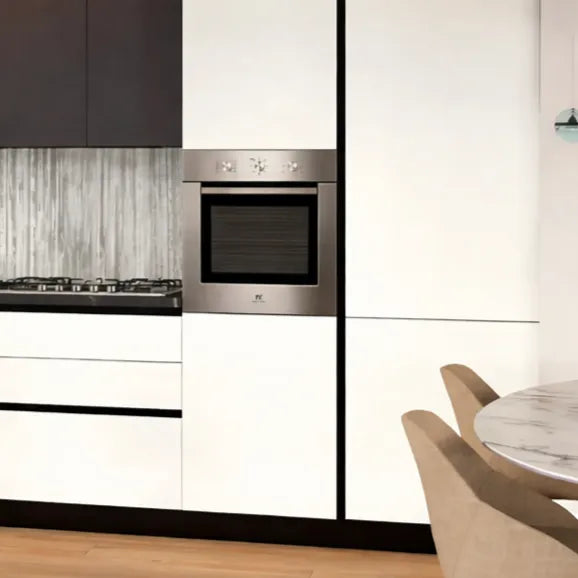 Cucina Armonia 363 cm moderna bianco frassino e antracite con elettrodomestici inclusi.