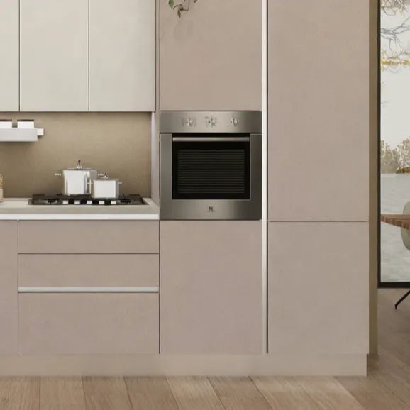 Cucina Armonia 363 cm moderna tortora e cashmere con elettrodomestici inclusi.