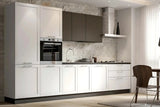 Cucina Aurora 360 cm moderna pronta consegna con top effetto pietra nera ed elettrodomestici Candy