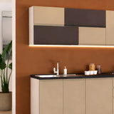 Cucina Evelyn 360 cm moderna in tortora e fango con elettrodomestici inclusi.