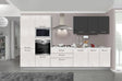 Cucina Silvia  360 cm con ante in MDF 3D, top effetto marmo, maniglie Venere ed elettrodomestici Candy inclusi. Design funzionale e moderno.

