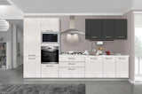 Cucina Silvia  360 cm con ante in MDF 3D, top effetto marmo, maniglie Venere ed elettrodomestici Candy inclusi. Design funzionale e moderno.

