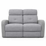 Divano elettrico Cindy 2 posti recliner in tessuto con poggiapiedi e schienale reclinabile colore grigio o tortora.