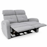 Divano elettrico Cindy 2 posti recliner in tessuto con poggiapiedi e schienale reclinabile colore grigio o tortora.