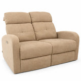 Divano elettrico Cindy 2 posti recliner in tessuto con poggiapiedi e schienale reclinabile colore grigio o tortora.