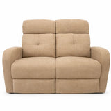 Divano elettrico Cindy 2 posti recliner in tessuto con poggiapiedi e schienale reclinabile colore grigio o tortora.