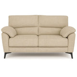 Divano Mira in tessuto lavabile con struttura in legno massello e piedini in metallo, design italiano elegante e moderno.