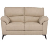 Divano Mira in tessuto lavabile con struttura in legno massello e piedini in metallo, design italiano elegante e moderno.
